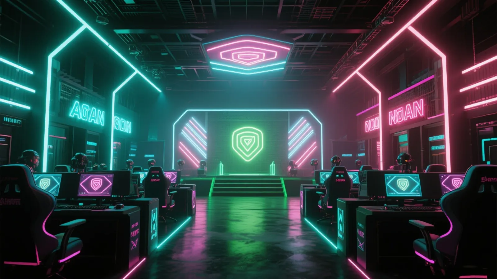 电竞舞台与灯光氛围